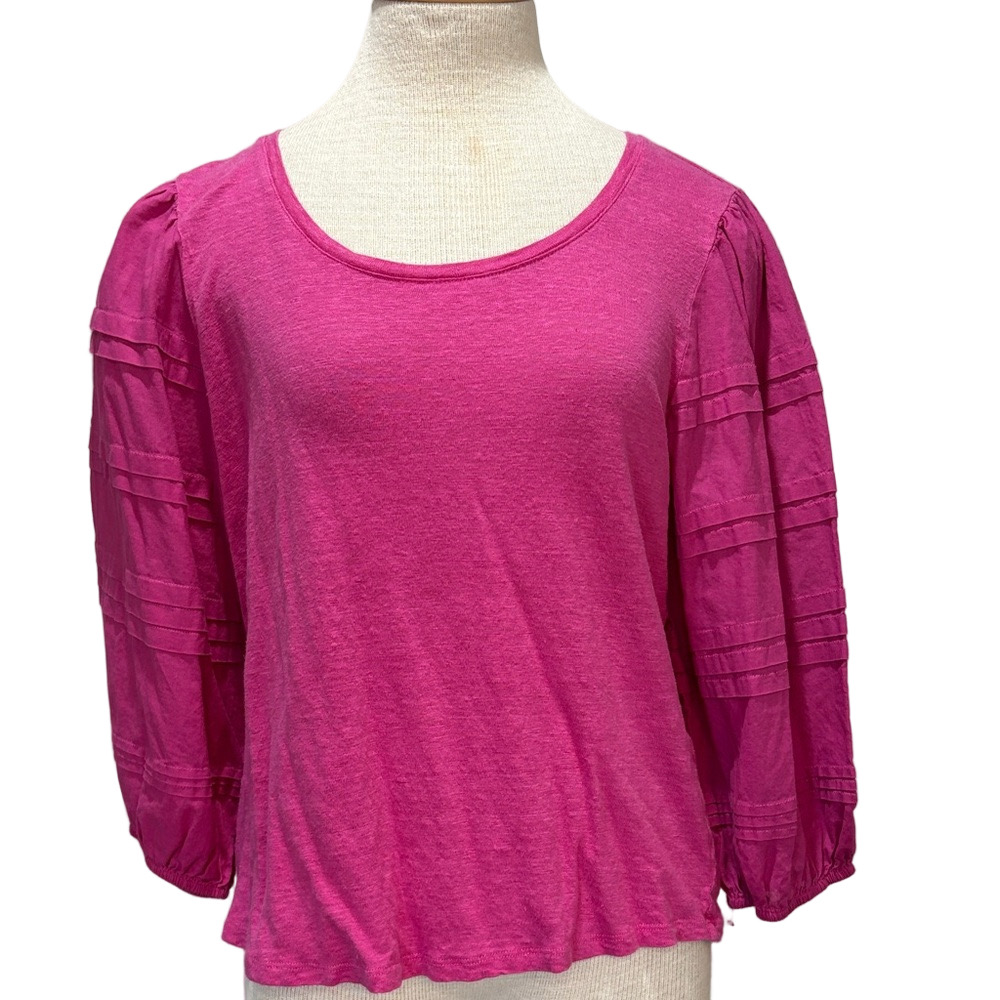 Chico’s sz L (2) pink linen puff sleeve top
